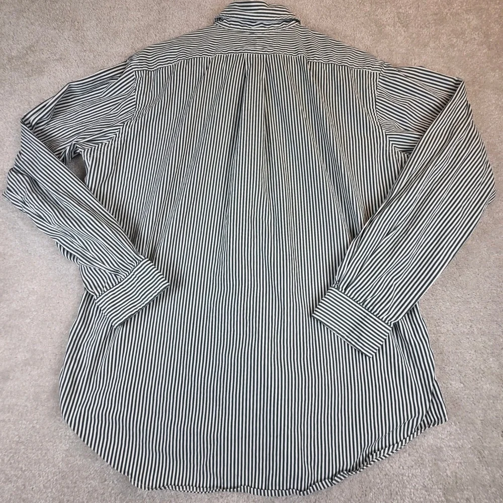 Ralph Lauren Mens Classic Fit Striped Button Down Shirt Green White Large L